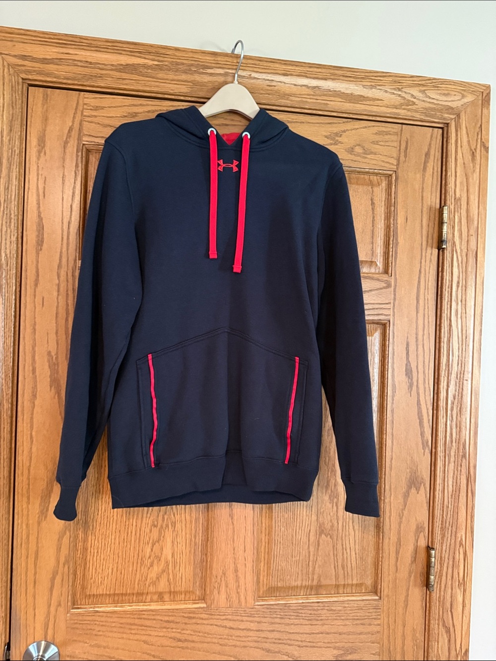 Under Armour Men's Black Pullover Hoodie with Red Accents